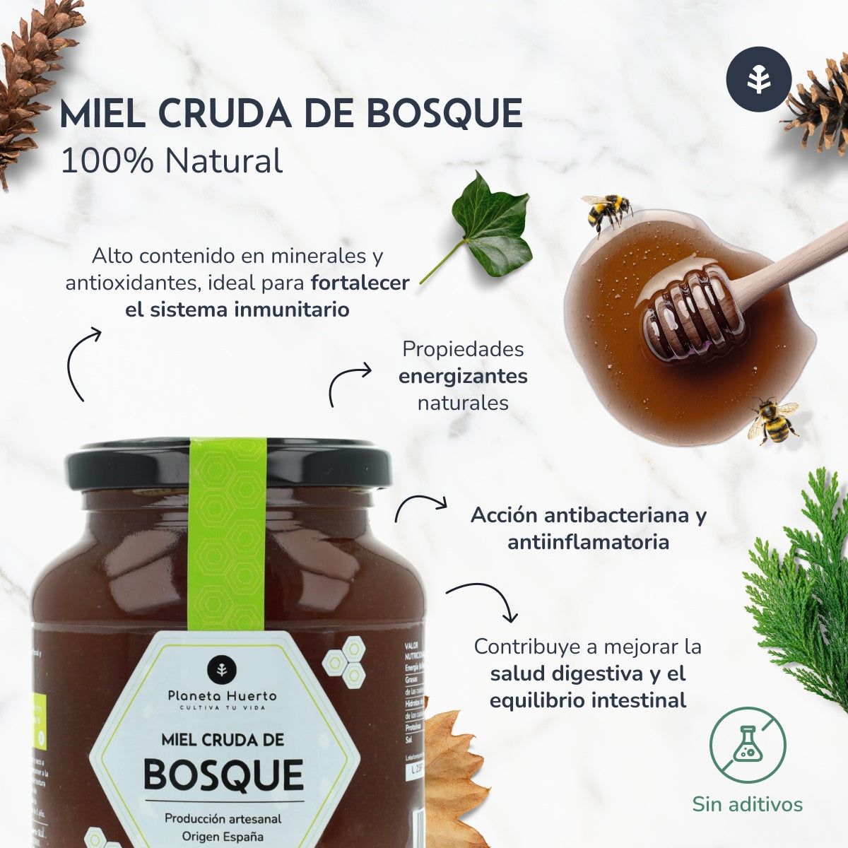 Miel de forêt brut Planeta Huerto 500 g