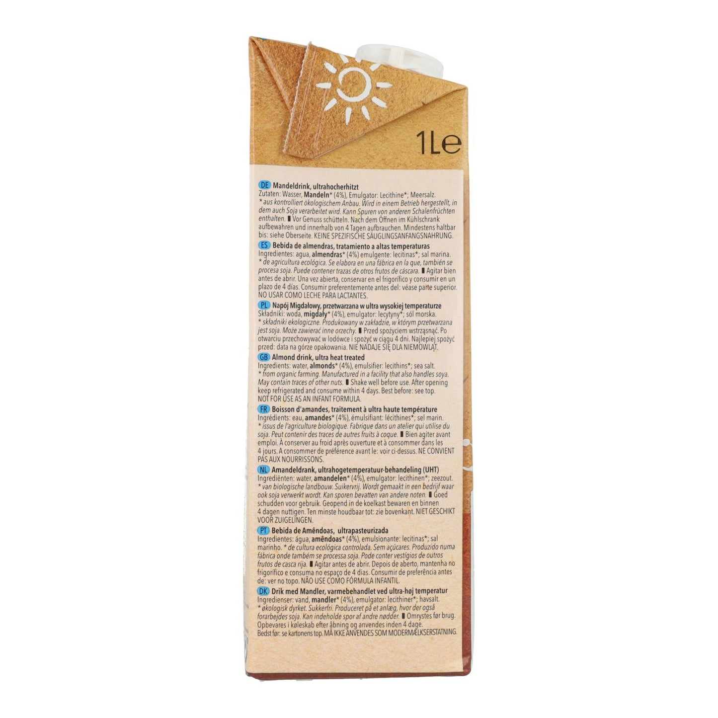 Pack of 6 Natumi Organic Unsweetened Almond Drink 1 L