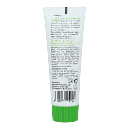 Dentífrico Aliento Fresco Menta sin fluor HappyBio 75ml