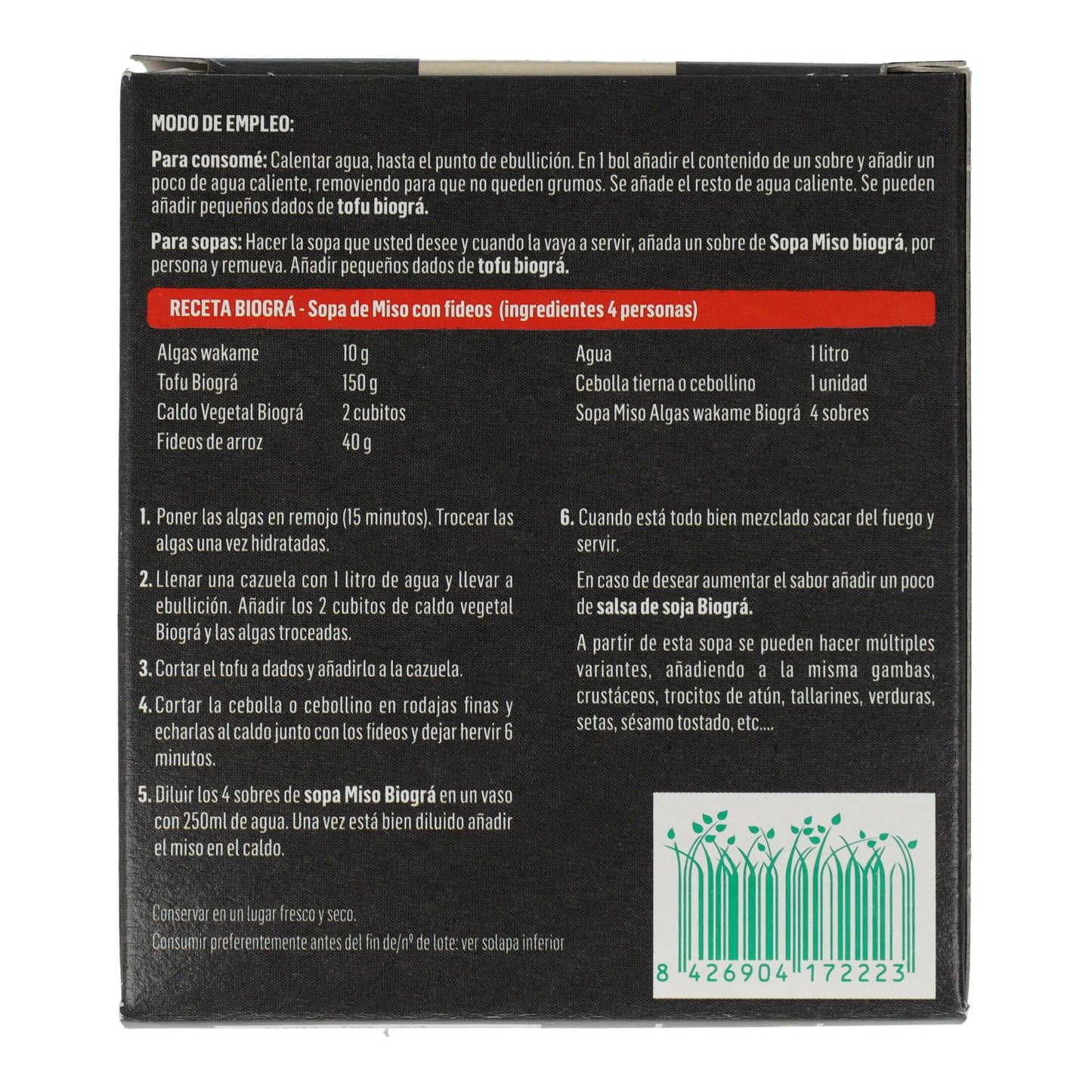 Biográ Rote Miso- und Wakame-Algensuppe, 4 x 10 g