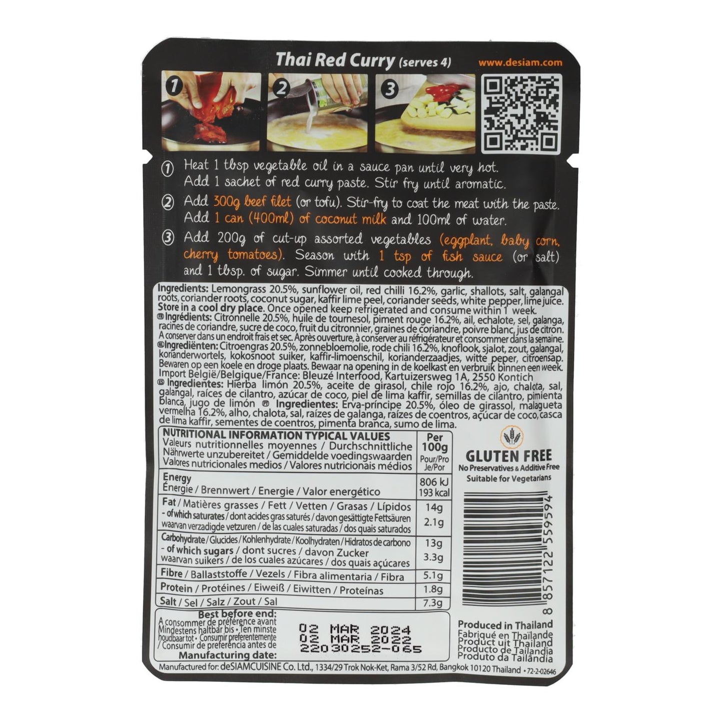 Pâte de curry rouge Desiam 70 g