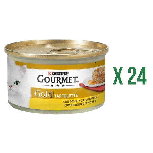 Pack of 24 GOURMET GOLD Chicken and Carrot Tartlets Wet Food 85 g