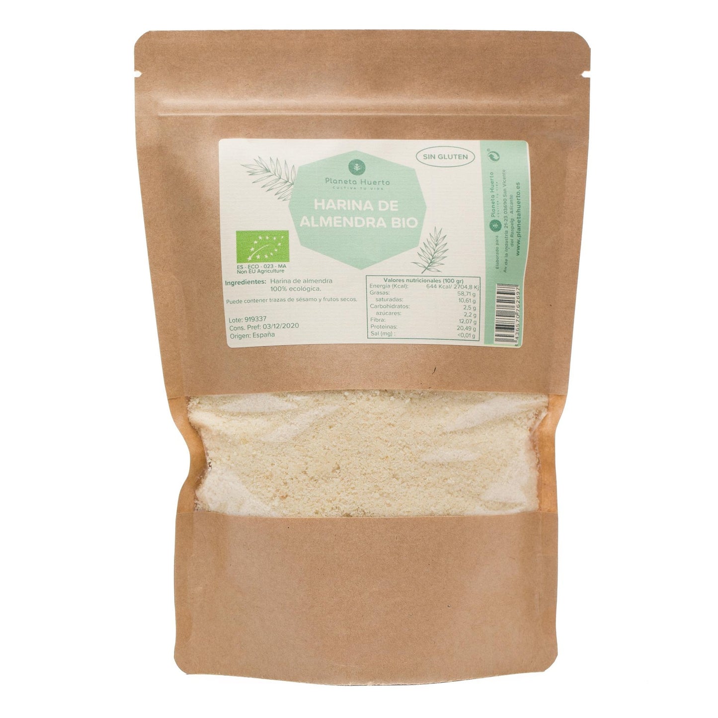 Bezglutenowa mąka migdałowa ECO Planeta Huerto 400gr