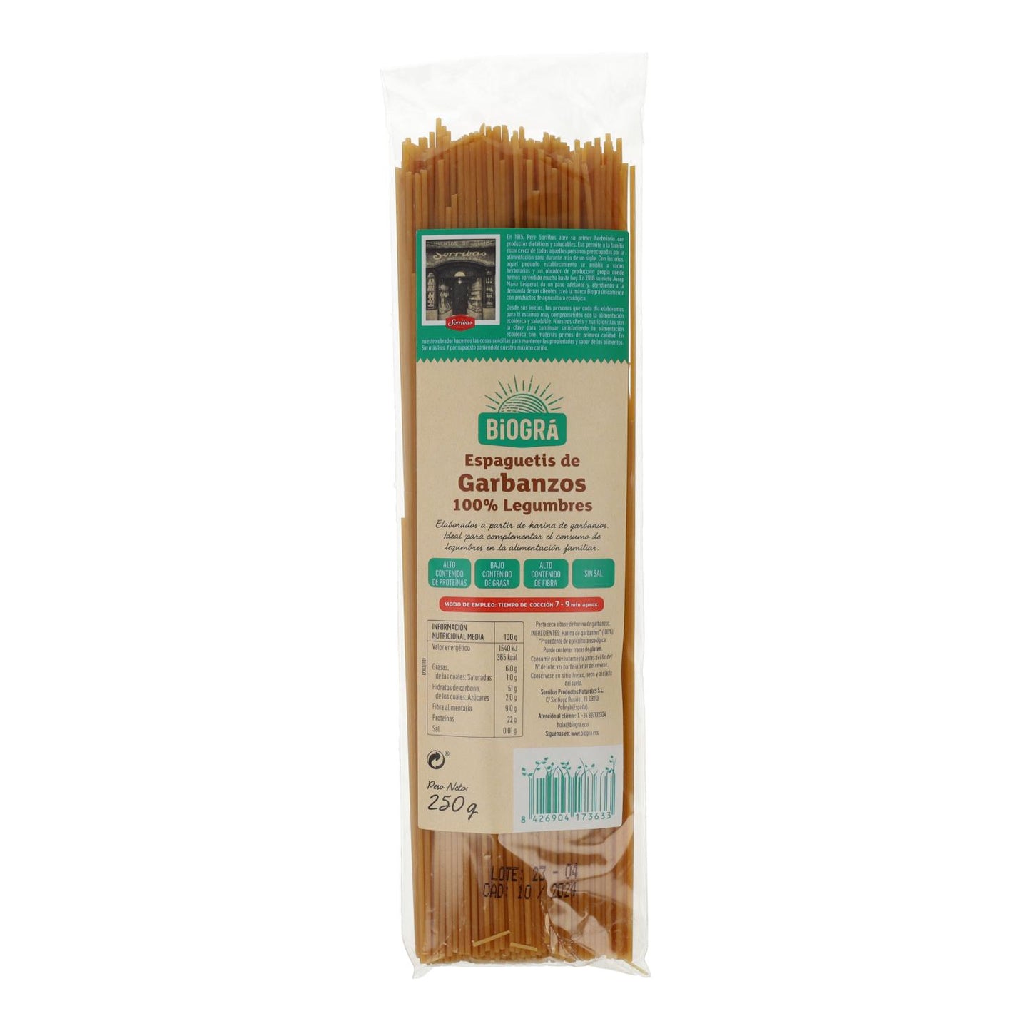 Spaghetti di ceci Biográ BIO 250 g