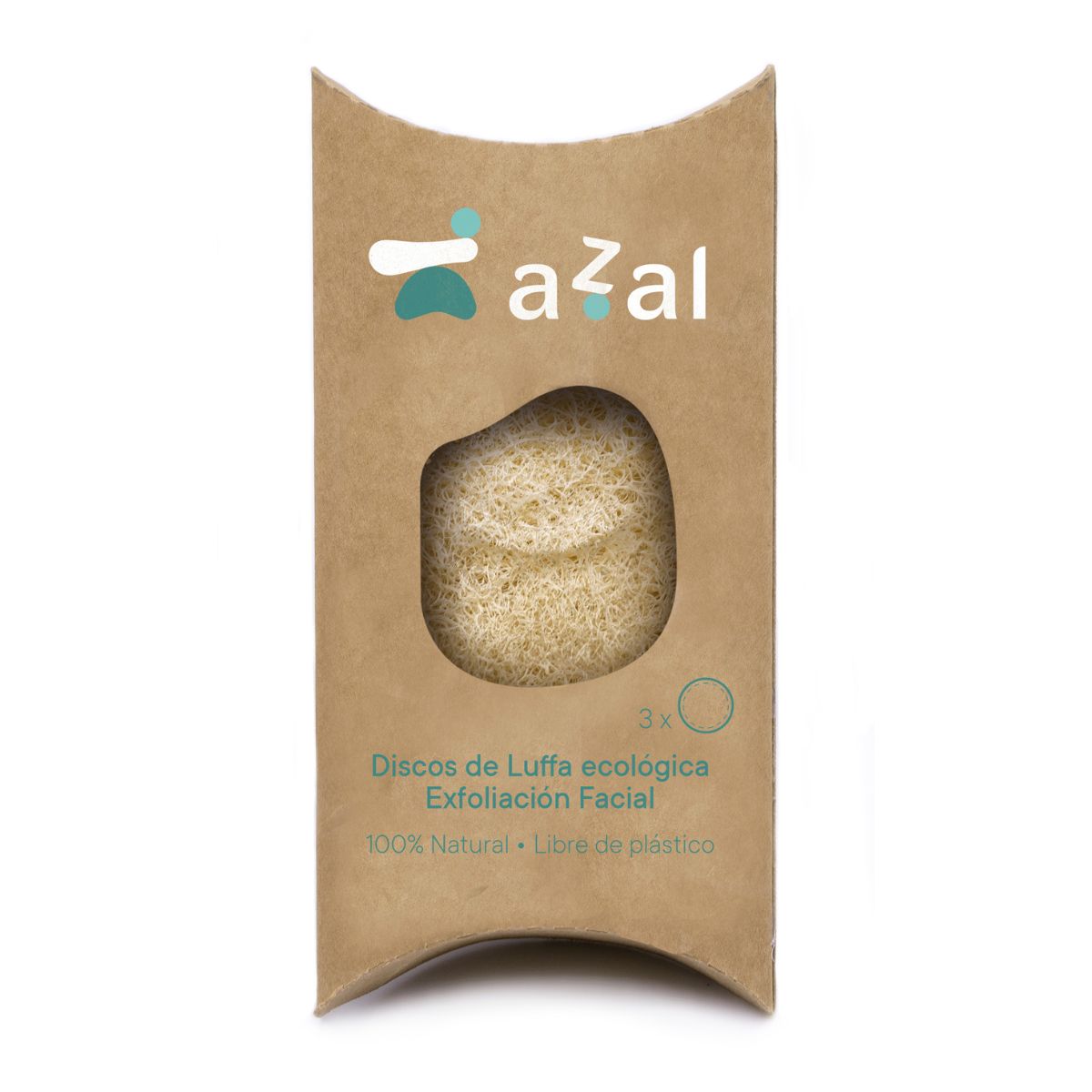 Luffa-Peeling-Gesichtspads. 7 Ø cm. Packung mit 3 Stück. Azal.