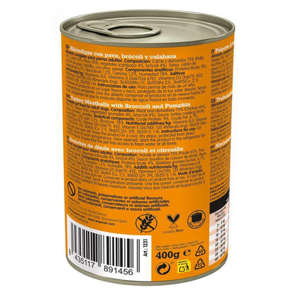 Frische Truthahnfleischbällchen Arquivet 400 g Nassfutter für Hunde mit Truthahn, Brokkoli und Kürbis
