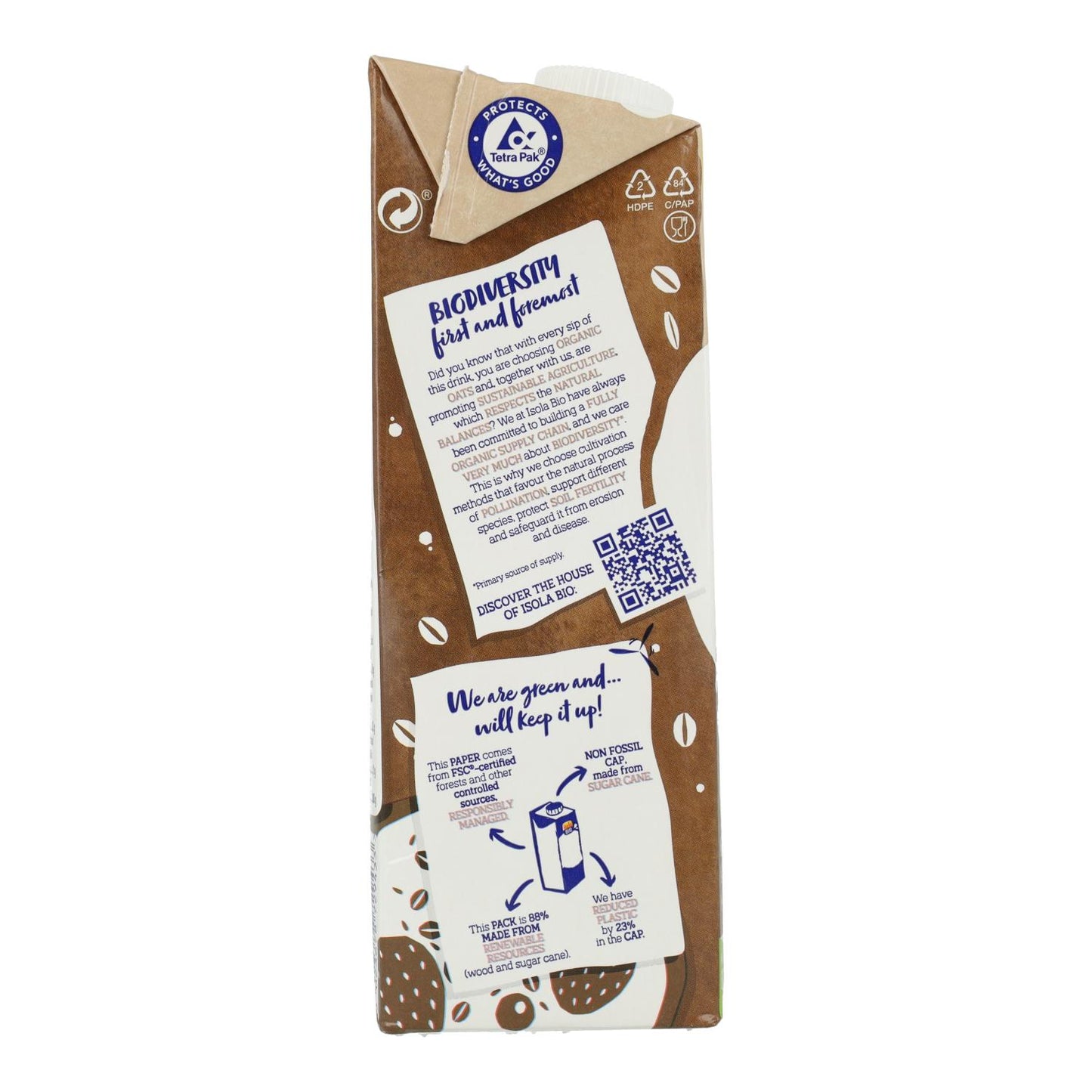 Bevanda BIO Avena e Cacao senza zuccheri aggiunti Isola Bio 1 L