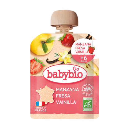 Apple, Strawberry and Vanilla Pouch (from 6 months) babybio 90 g