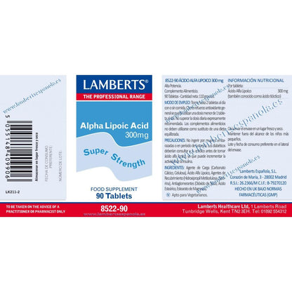 Ácido Alfa Lipoico 300 mg Lamberts, 90 tabletas