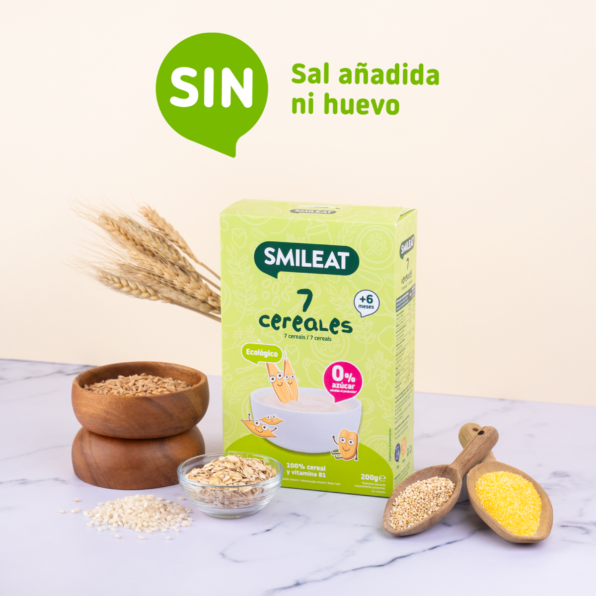 Lot de 6 bouillies aux 7 céréales Eco Smileat 200 g