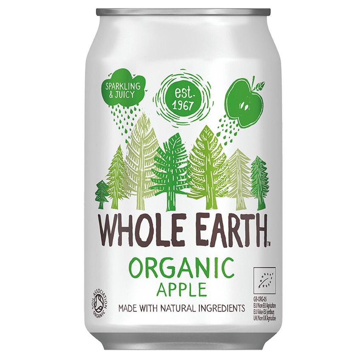 Packung mit 6 Whole Earth Bio-Apfelgetränken, 330 ml.