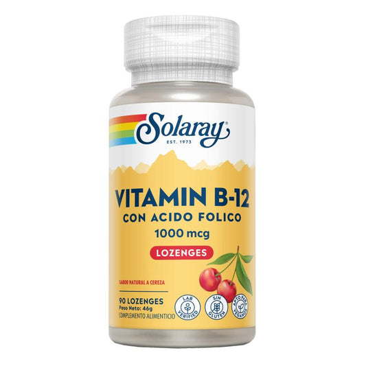 Vitamin B12 1000 mcg med folsyra Solaray  90 tabletter