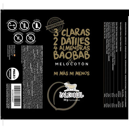 Barre énergétique à la pêche, aux dattes et aux amandes Paleobull Muscle Bar 50 g