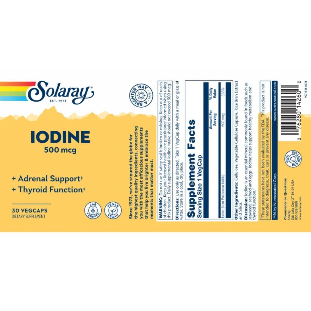 Solaray Iodine 500 MCG 30 capsules