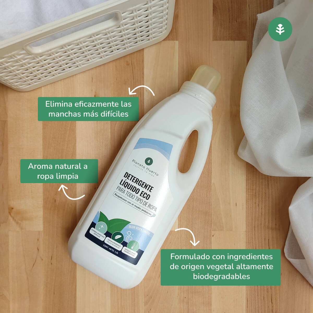 Detergente liquido per bucato ECO Profumo naturale di bucato pulito Planeta Huerto 1,5 Litri