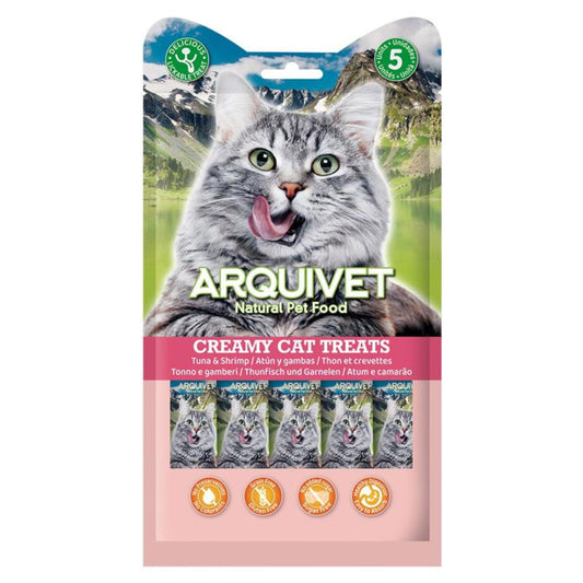 Creamy Cat Treats Snack cremoso al tonno e gamberetti Arquivet 5x14 g