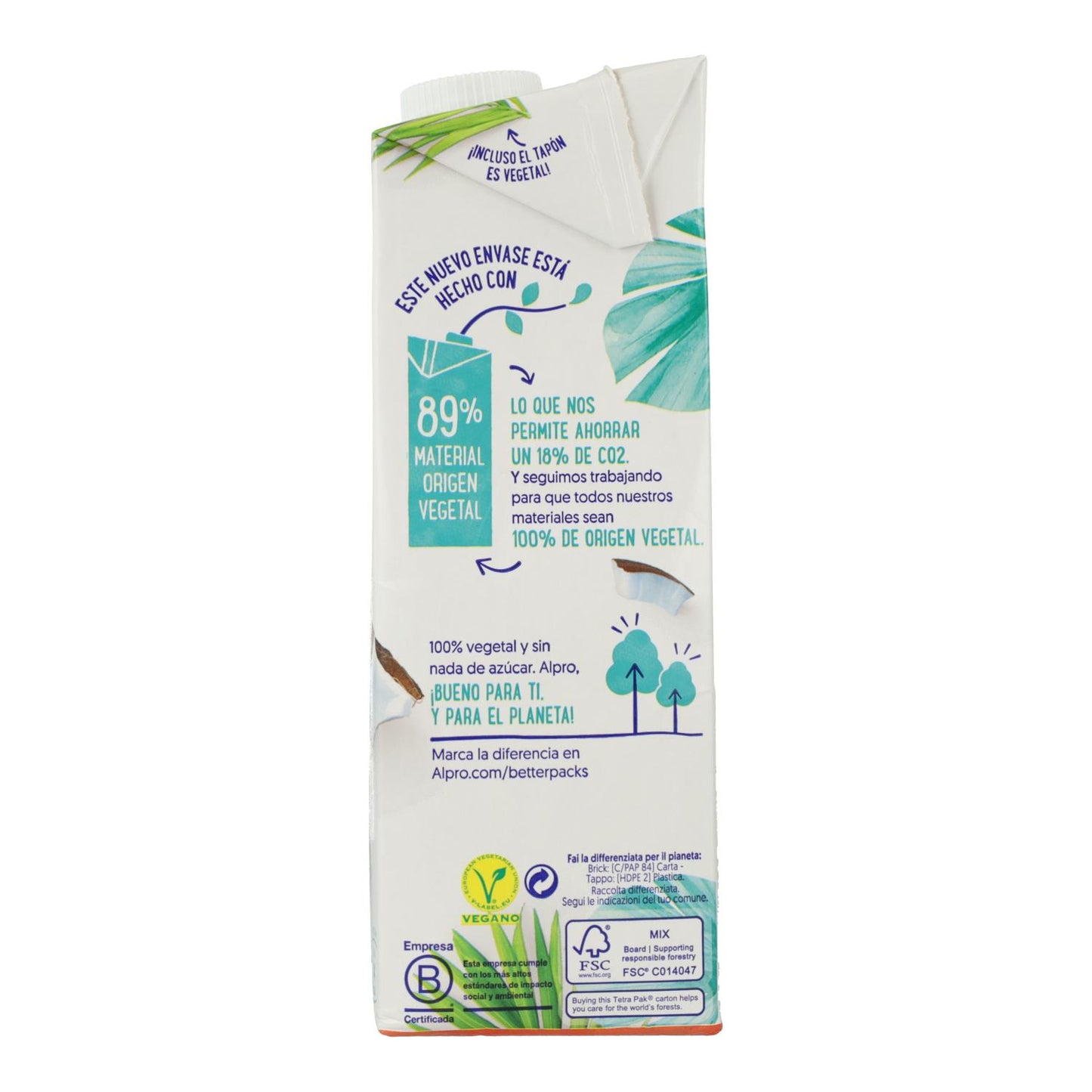 Packung mit 6 Einheiten Alpro zuckerfreies Kokosnussgetränk 1 Liter