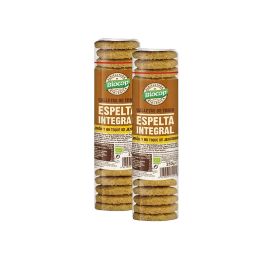 2er-Packung Biocop Vollkorn-Dinkel-, Ingwer- und Zitronenkekse 250 g