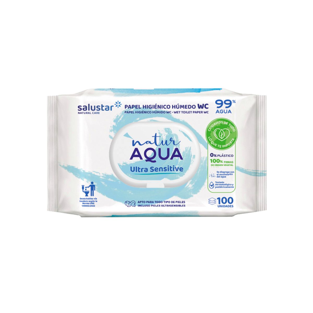 Fuktig toalettpapper Natur Aqua 100 st