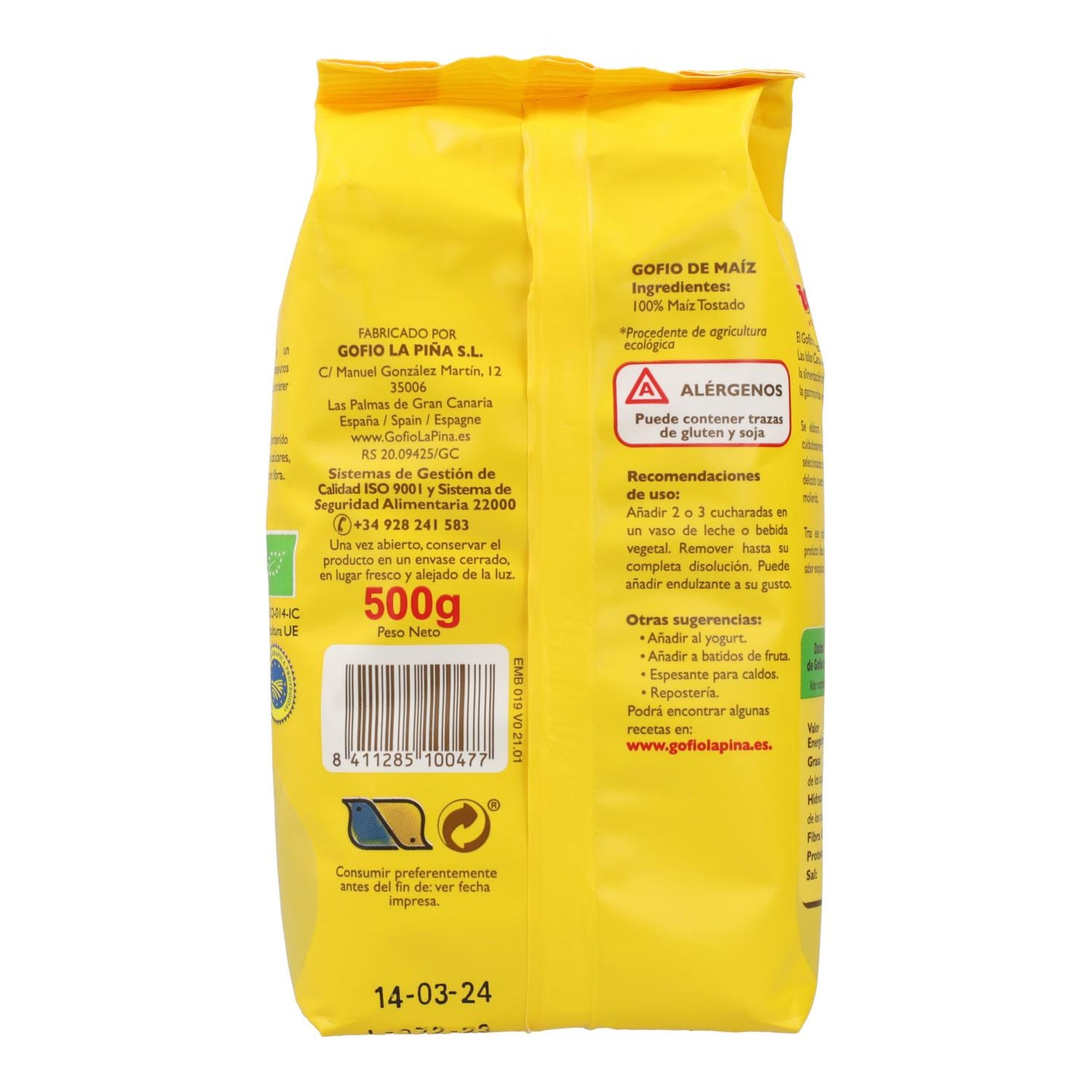 Gofio di mais BIO La Piña 500 g