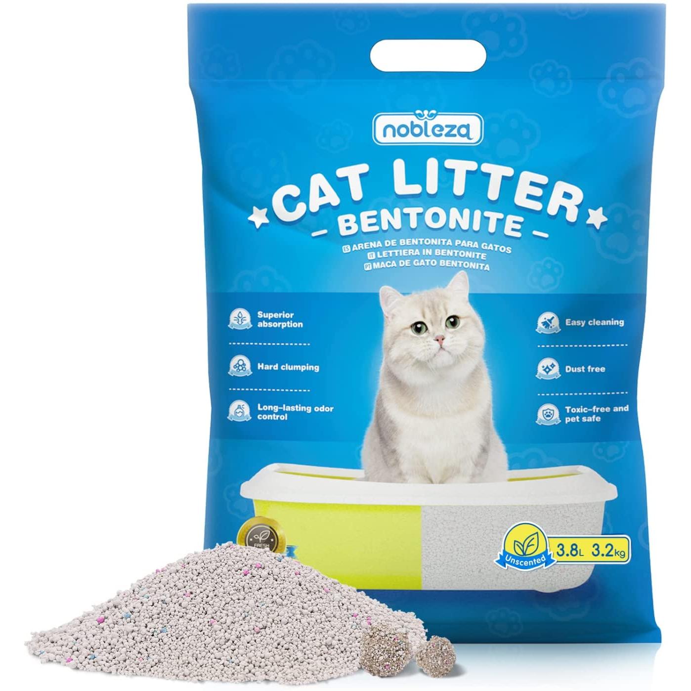Bentonitklumpande kattströ med citronarom Nobleza 3,8 L