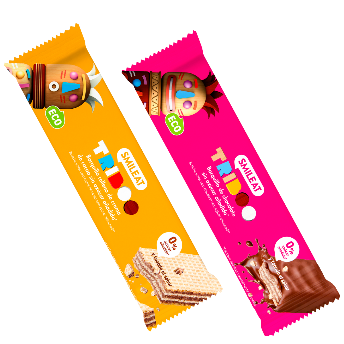Pakket gevulde wafeltjes + gevuld en met cacao bedekt ECO Smileat 30 g (2 stuks)