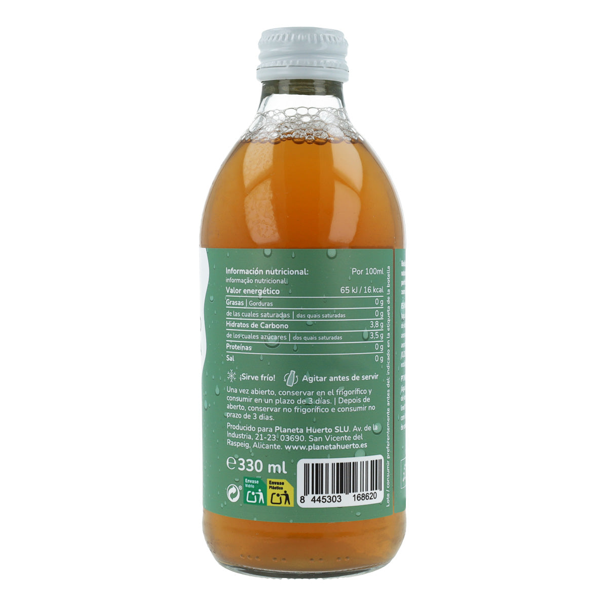 Pack 12x Kombucha ECO thé vert et citron vert Planeta Huerto 330 ml