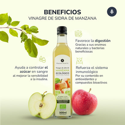 Lot de 3 vinaigres de cidre non filtrés ECO Planeta Huerto 500 ml