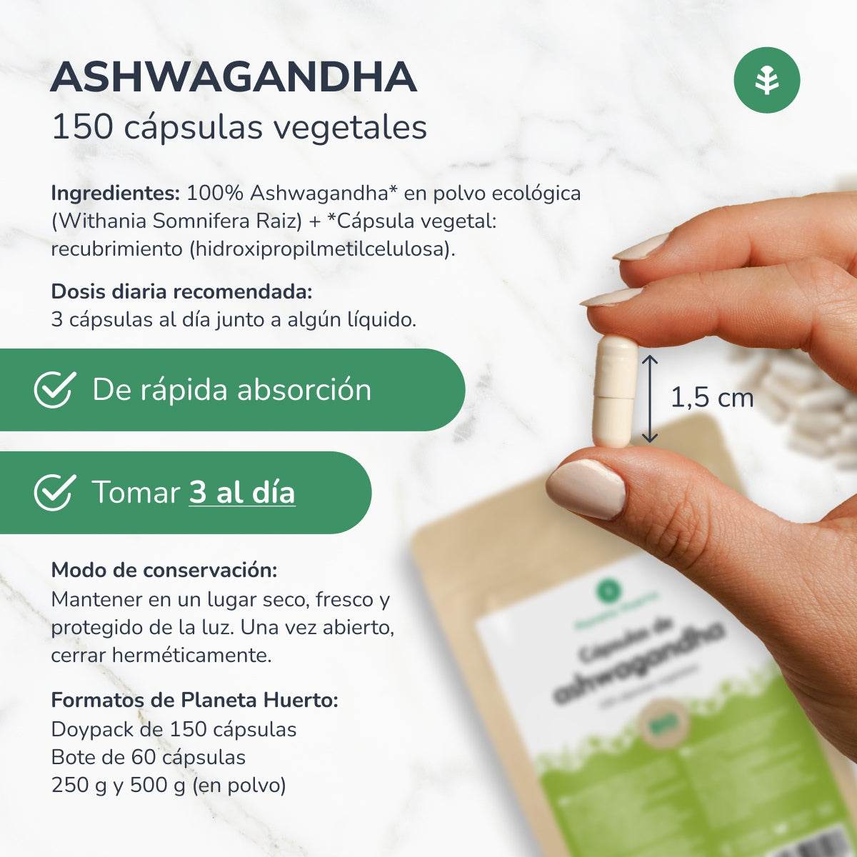 Organiczna Ashwagandha Planet Orchard 150 kaps