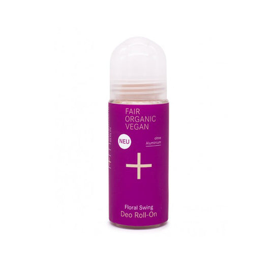 Deodorante roll-on floreale. 50 ml. Vetro e plastica riciclati e riciclabili.