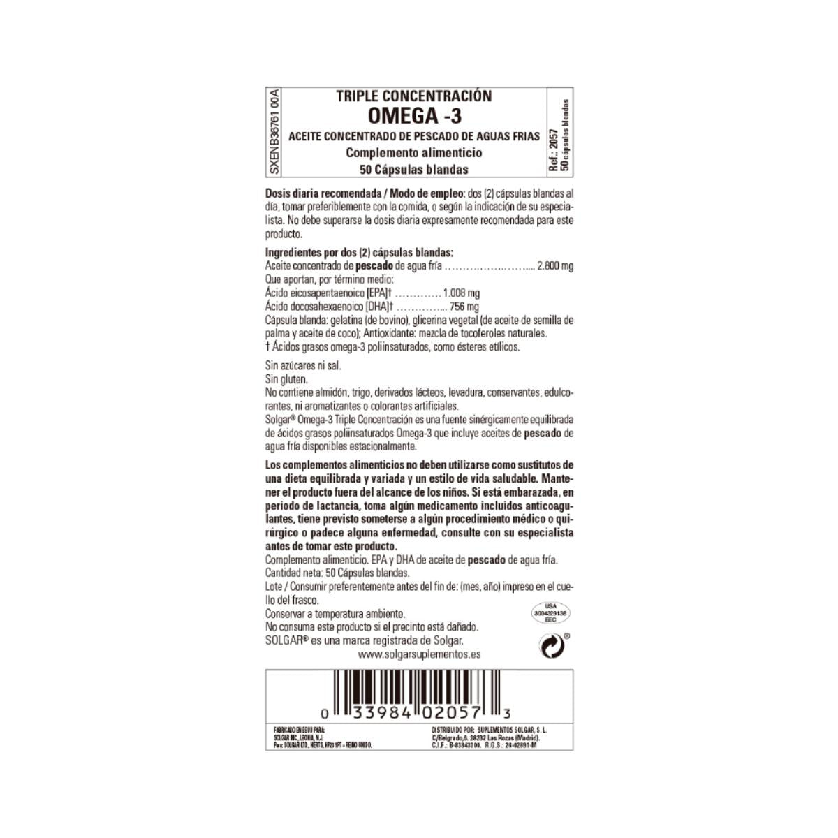 Omega 3 potrójna koncentracja Solgar 50 kapsułek