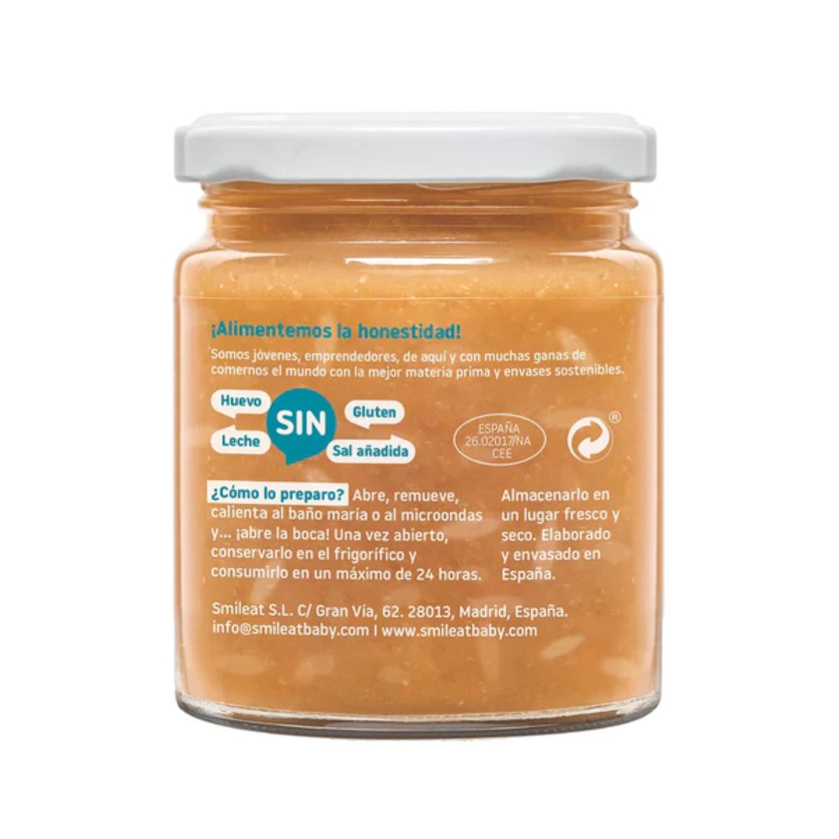 Confezione da 3 vasetti di riso integrale con salmone e piselli ECO CA CHI TOS 230 g, Smileat