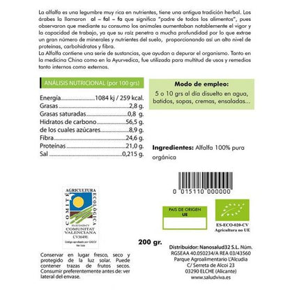 Alfalfa-Pulver ECO Salud Viva, 200 g