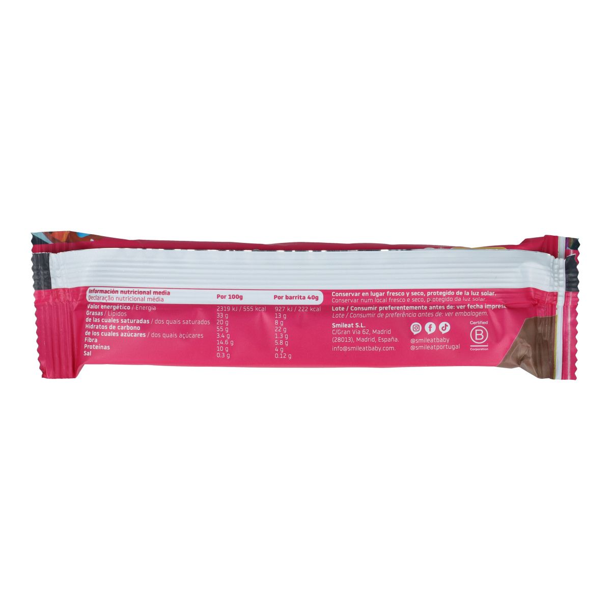 Barquette de gaufrettes enrobées de chocolat ECO Smileat 40 g