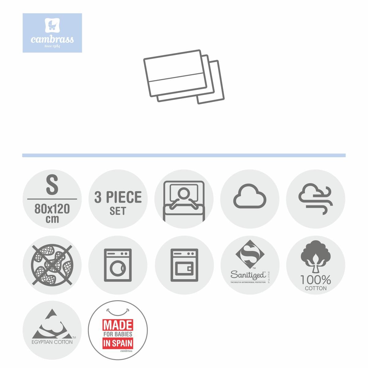 100x160 cm cot sheet. Star/Astra designs 3 pieces Star Celeste