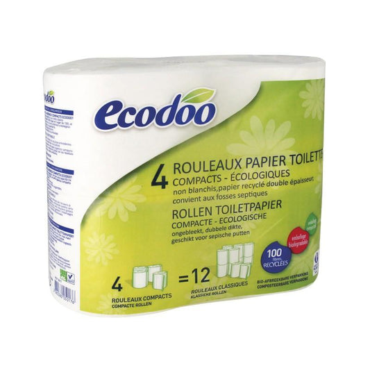 Ecodoo Kompakt-Toilettenpapier, 100 % Recyclingfasern, 4 Rollen