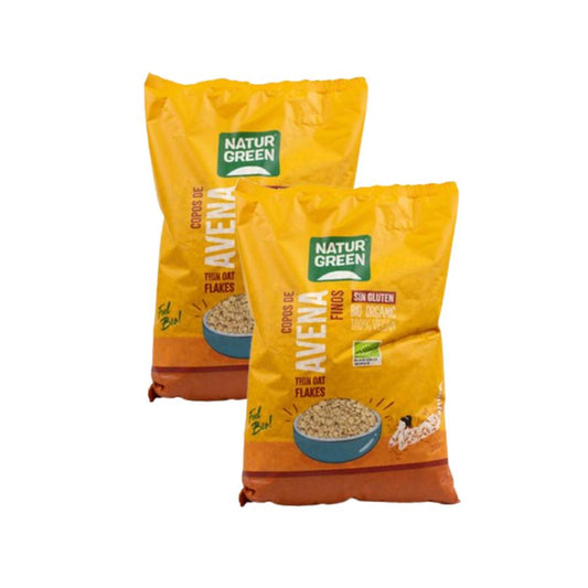 Packung mit 2 Einheiten NaturGreen Bio-Haferflocken, glutenfrei, 2 x 1 kg