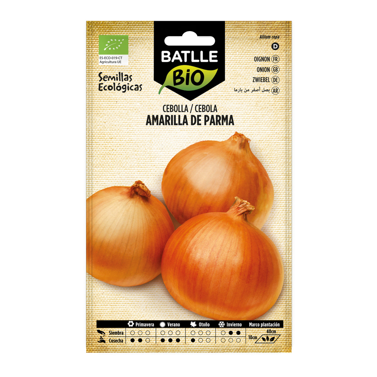 Ekologiczne nasiona żółtej cebuli Parma Batlle