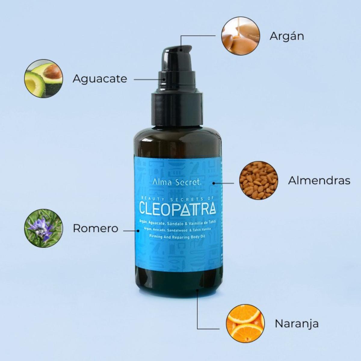 Uppstramande och föryngrande olja med sandelträ och vanilj Cleopatra Alma Secret 100 ml