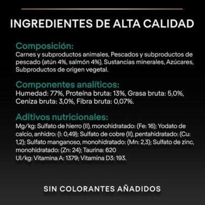 Pro Plan Adult Sterilisiertes Erhaltungsfutter für Katzen, Terrine mit Thunfisch und Lachs, Purina, 12 x 85g Dosen