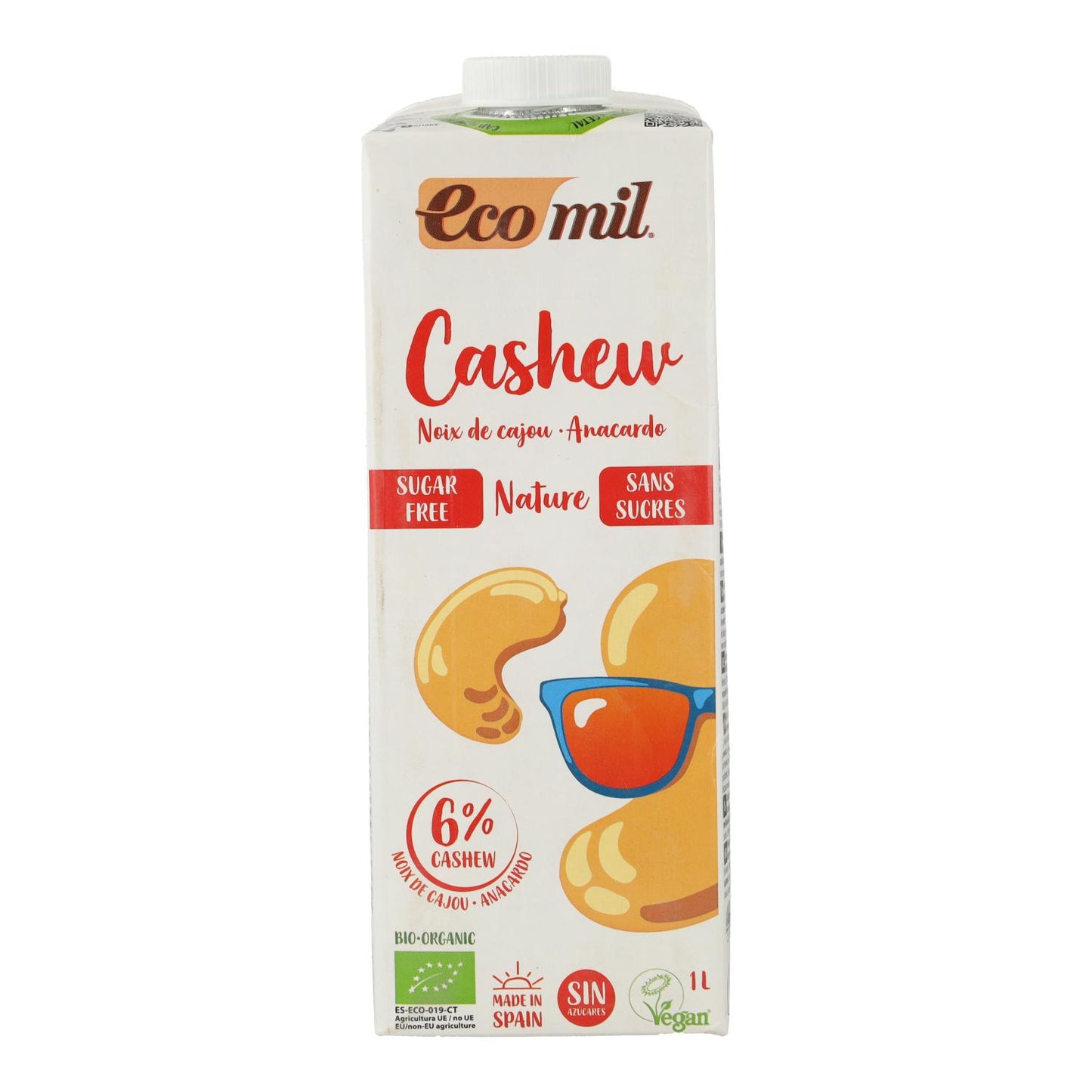 6er-Packung Cashew-Pflanzendrink Nature Bio Ecomil 1 l