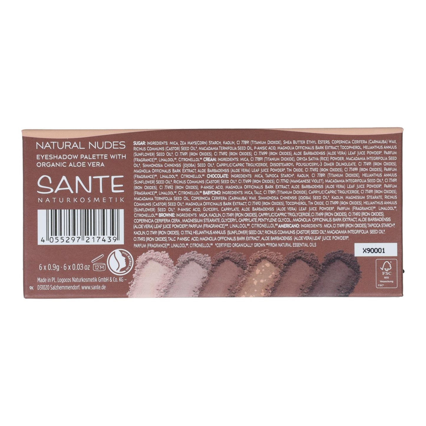 OMBRATA OCCHI PALETTE 6 COLORI NATURAL NUDES   Sante 1 g