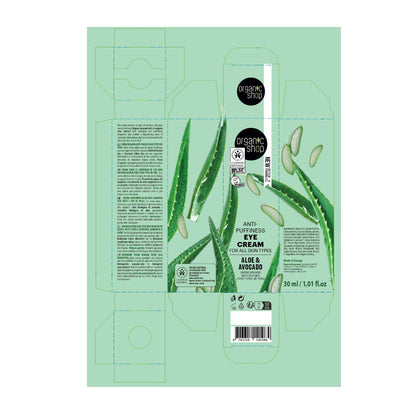 Crème contour des yeux anti-poches à l'aloès et à l'avocat Organic Shop 30 ml