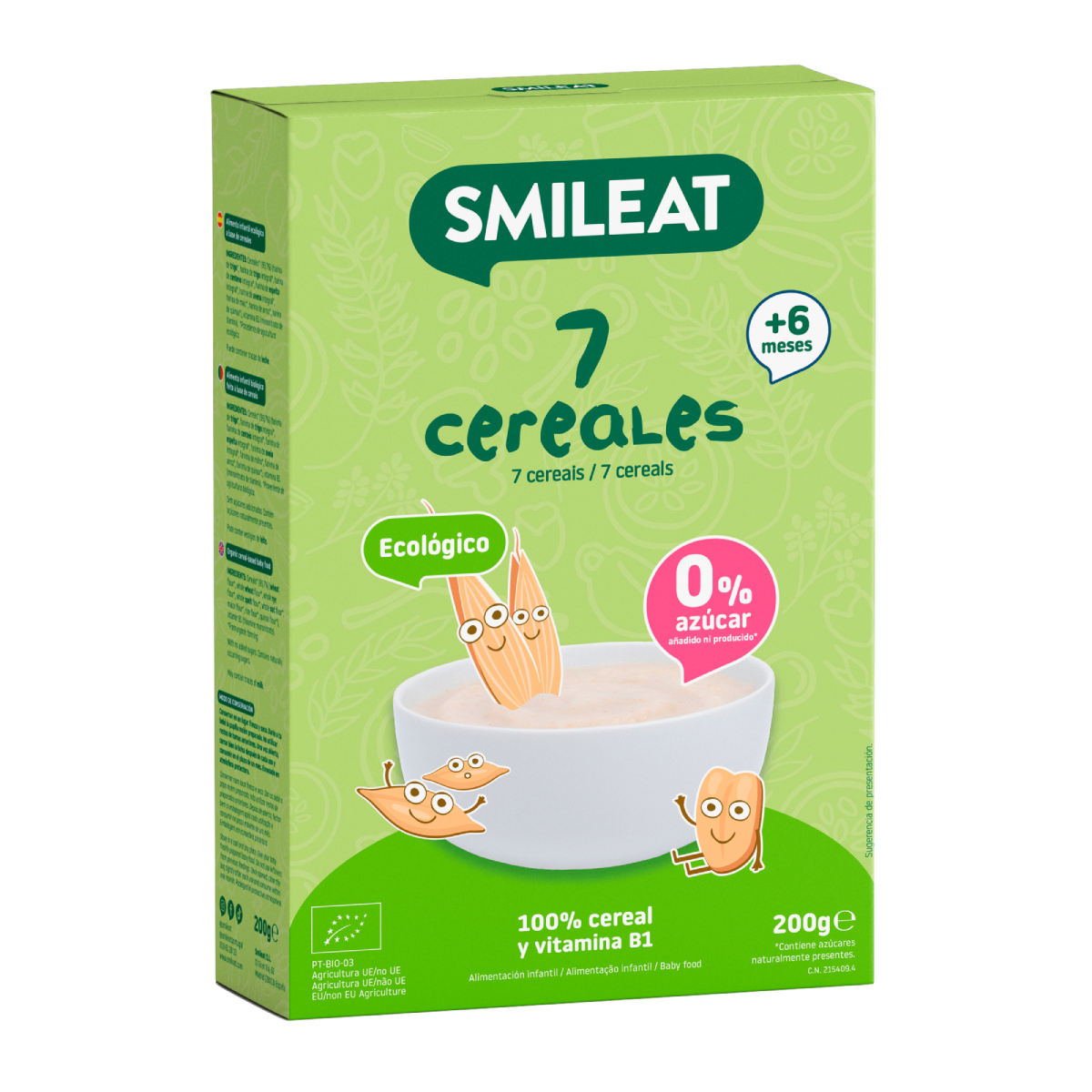 Lot de 6 bouillies aux 7 céréales Eco Smileat 200 g