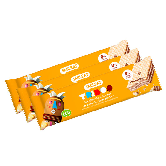 3er-Pack gefüllte Waffelstangen 30 g ECO Smileat