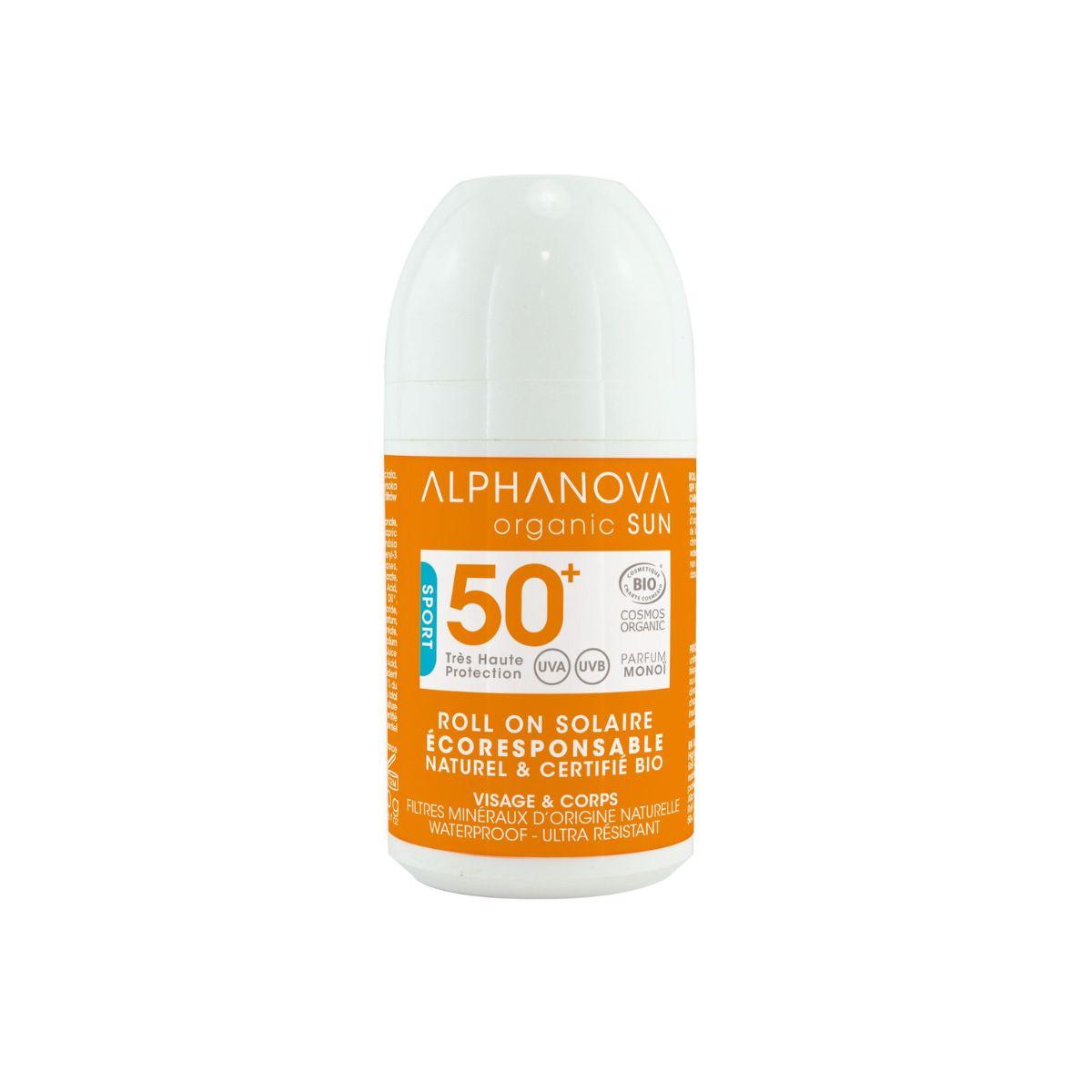 BIO Roll-On Sport Zonnebrandcrème SPF 50+ Alphanova 50 ml.