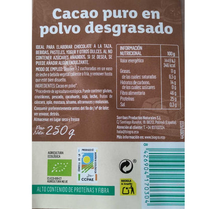 Biográ pure defatted organic cocoa powder 250 g