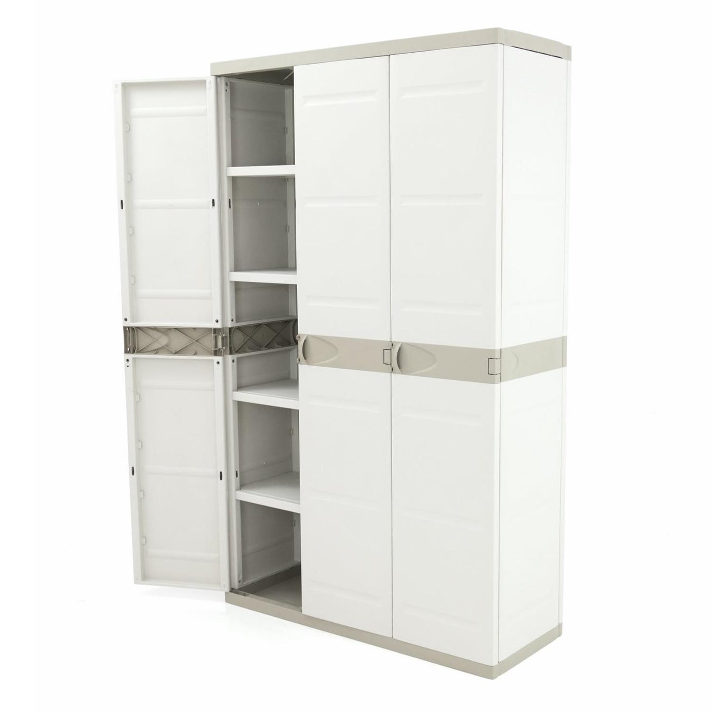 Armoire à 3 portes avec balai 105 cm Titanium Plastiken Beige (reconditionnée)