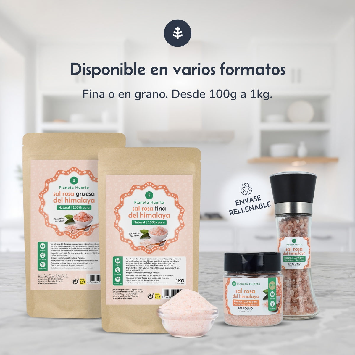 Confezione 2x Sale rosa dell'Himalaya ECO Planet Orchard 1 kg