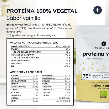 Białko roślinne Eco 75% wanilia Planeta Huerto 500 g